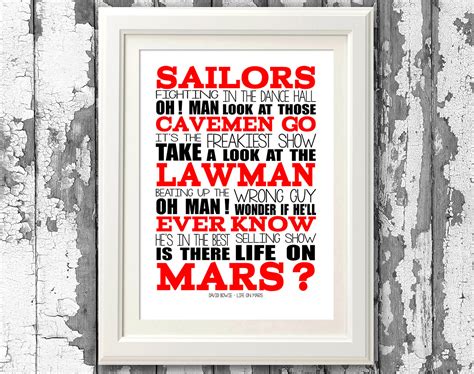 David Bowie Life on Mars Song Lyrics No Frame Art Print