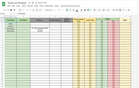 Wedding Guest List & RSVP Spreadsheet Template for Excel or Google Sheets - Etsy