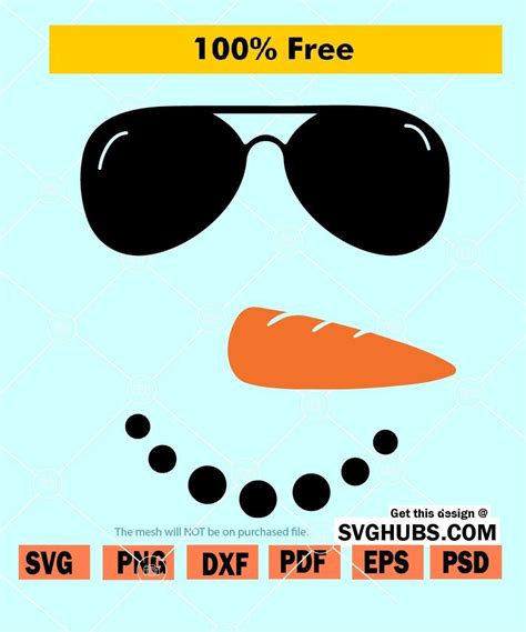 Snowman face SVG free, Snowman face with sunglasses SVG free,