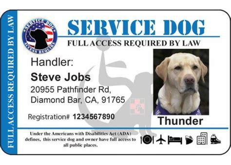 Free Printable Service Dog Id Card