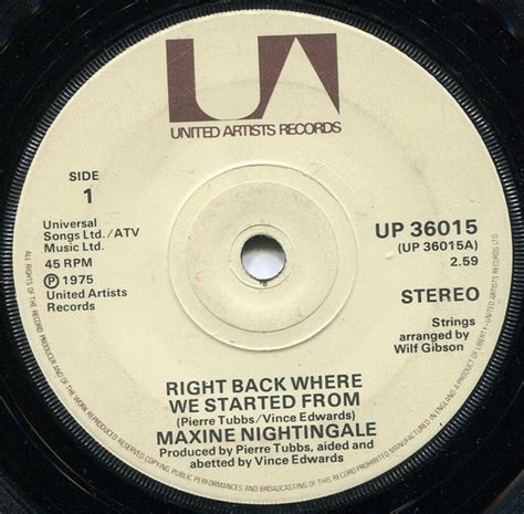 Maxine Nightingale - Right Back Where We Started From (1975, Solid Centre, Vinyl) | Discogs