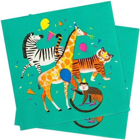 20 Animal Party Napkins Animal Birthday Napkins Jungle Theme | Etsy