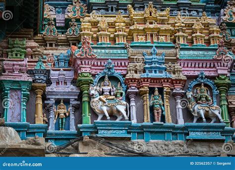 Gopurams of the Meenakshi Temple Stock Image - Image of architecture ...