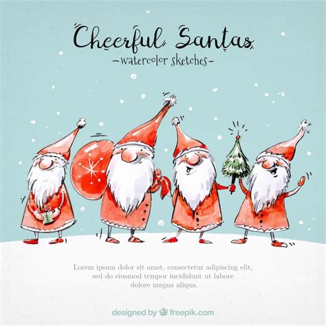 Free Vector | Watercolor santa claus sketches