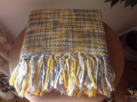 New Yellow Ochre And Grey Chunky Knitted Throw Blanket Can Post Next ...