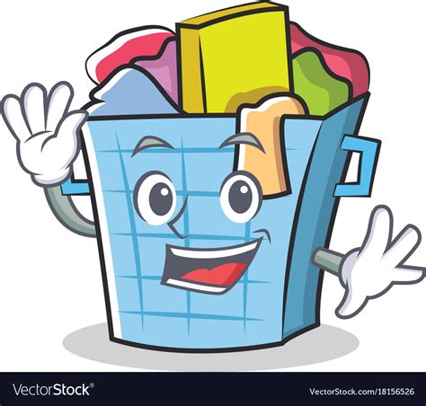 Waving laundry basket character cartoon Royalty Free Vector