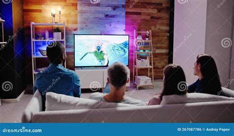 Couples Watching TV at Night Stock Photo - Image of people, cinema: 267087786