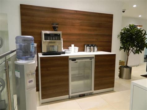 Coffee point in walnut finish with cooler. | Coffee station kitchen ...