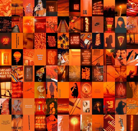 100 PCS Orange Wall Collage Kit Neon Orange Aesthetic - Etsy | Orange aesthetic, Wall collage ...