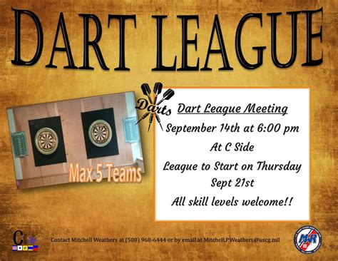 dart league meeting flyer1 | USCG Base Cape Cod MWR