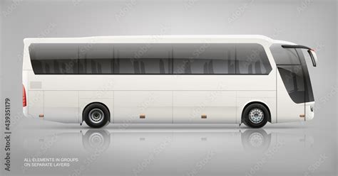 Passenger Coach bus template isolated on grey background for mockup design. Vector travel Bus ...