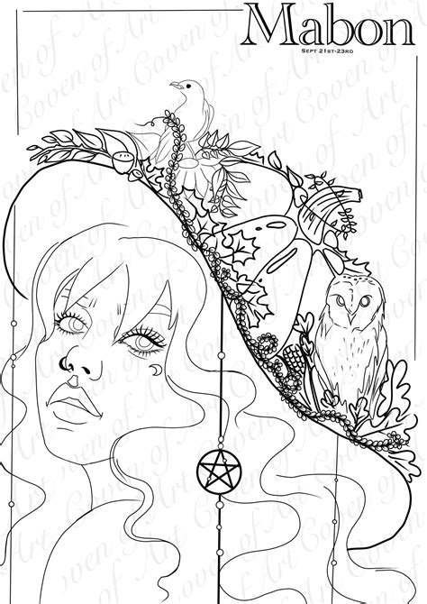 PRINT YOUR OWN Colouring Page Mabon Wiccan Holiday | Etsy