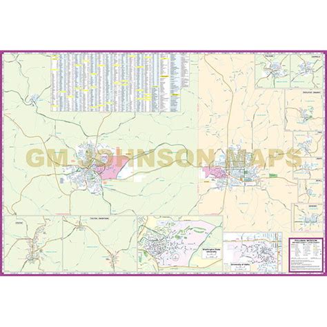 Pullman WA / Moscow ID & Clarkston WA / Lewiston ID, Idaho Street Map ...