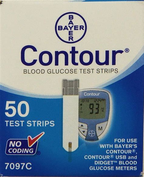 Bayer Ascensia Contour 50 Blood Glucose Test Strips , 100 Test Strips ...