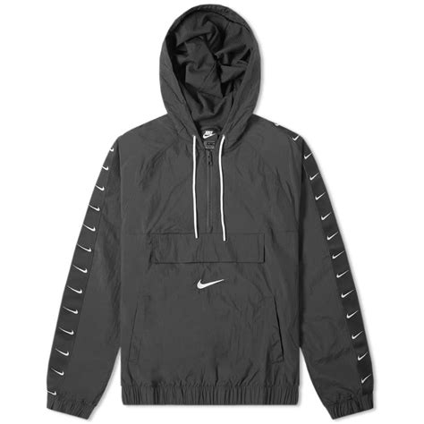 Nike Taped Swoosh Windbreaker Jacket 'Black' Nike Hoodie Outfit, Windbreaker Outfit, Black ...