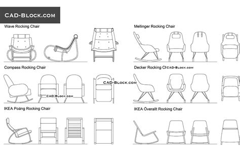 Rocking Chairs DWG, Plans, Elevations in AutoCAD