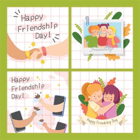 Happy Friendship Day Cards Set 3153427 Vector Art at Vecteezy