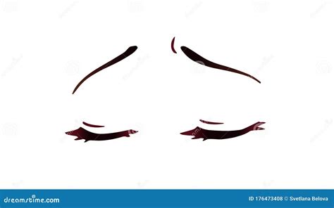 Sad Anime Face. Manga Style Closed Eyes. Hand Drawn Vector Cartoon Illustration Stock Vector ...