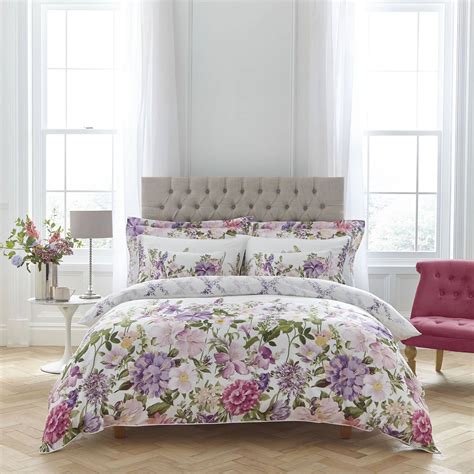 Dorma Botanical Border Mauve - JustLinen