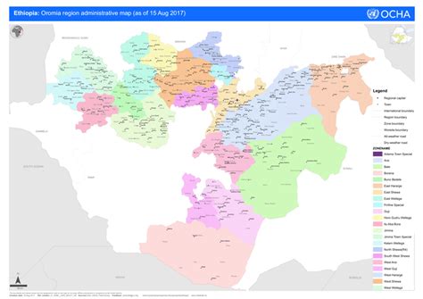 Ethiopia: Oromia region administrative map (as of 15 Aug 2017) - Ethiopia | ReliefWeb