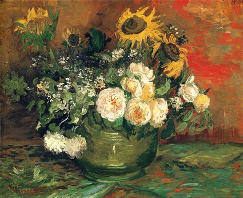 Still Life with Roses and Sunflowers, 1886 - Vincent van Gogh - WikiArt.org