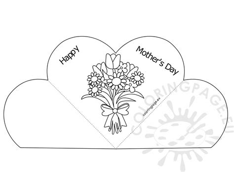 Popup Heart Greeting Card Happy Mother's Day | Coloring Page