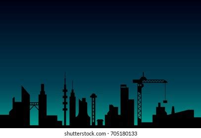 Night City Silhouette Vector Stock Vector (Royalty Free) 705180133 ...