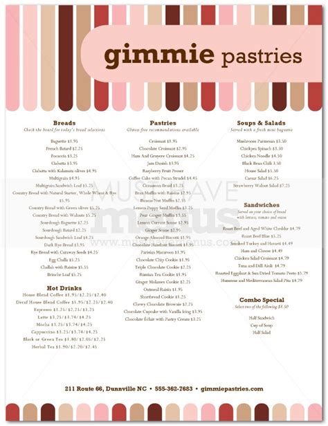 Bakery Desserts Menu | Page 1