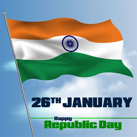 Replublic Day of India with indian Flag ashoka chakra 26th January 19485479 Vector Art at Vecteezy