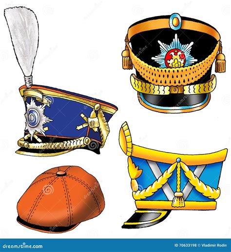 Military Shako Headdress Crown Visor Pattern Stock Illustration - Illustration of cylinder ...