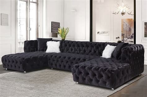 LCL-011 Sectional Sofa in Black Velvet