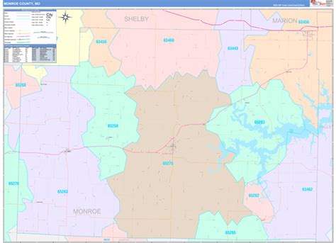 Monroe County, MO Wall Map Color Cast Style by MarketMAPS - MapSales