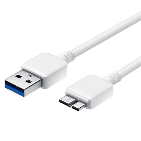 White Micro USB 3.0 to USB Charge and Sync Data Cable for Samsung ...