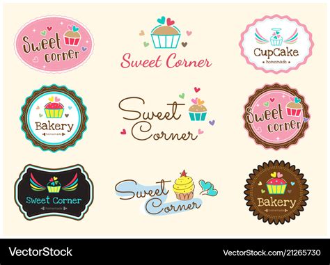 Set of cute sweet bakery badge label and logo Vector Image