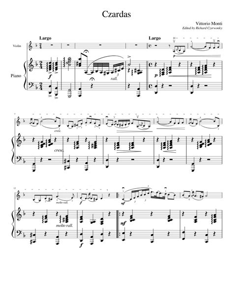 Czardas by Vittorio Monti Sheet music for Violin, Piano | Download free ...