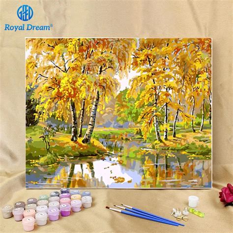 Aliexpress.com : Buy Landscape Oil Painting By Numbers on Canvas Autumn Tree Painting Hand ...