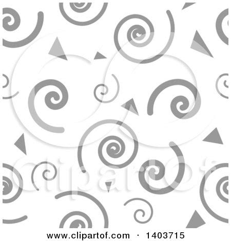 Clipart of a Retro Seamless Grayscale Pattern Background of Spirals and Triangles - Royalty Free ...