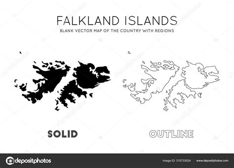 Mapa de las Malvinas Mapa vectorial en blanco del país con regiones ...