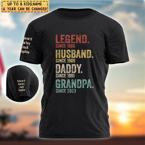 Personalized Shirt With Design On Sleeve Birthday Gift For Dad, Grandp ...