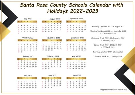 Santa Rosa Calendar - Printable Word Searches