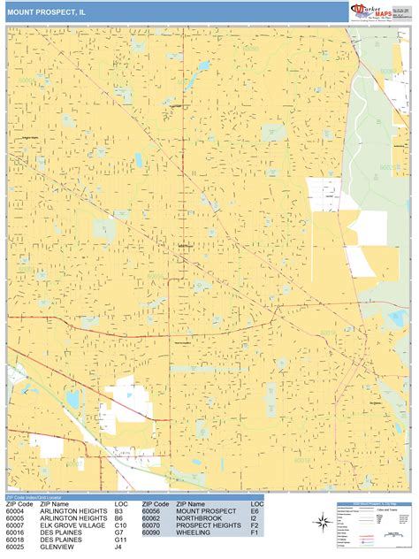 Mount Prospect Illinois Wall Map (Basic Style) by MarketMAPS