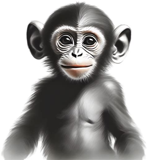 Pencil sketches of a cute baby monkey. Ai-generated. 44808304 PNG