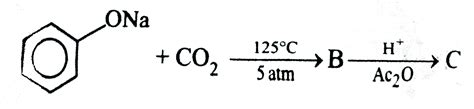 Sodium phenoxide when heated with `CO_(2)` under pressure at `125^(@) C` yield a product which ...