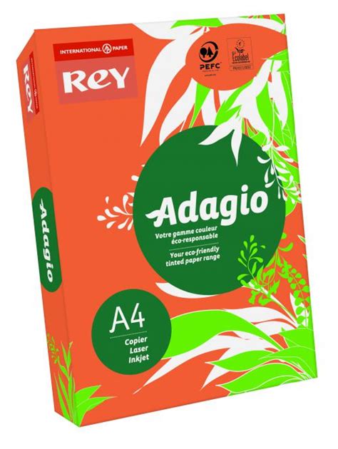 Rey Adagio Paper A4 80gsm Deep Orange (Ream 500) RYADA080X427