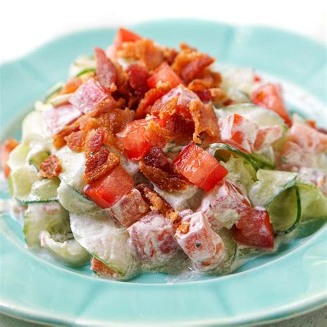 Creamy Cucumber Salad with Ranch, Tomatoes & Bacon