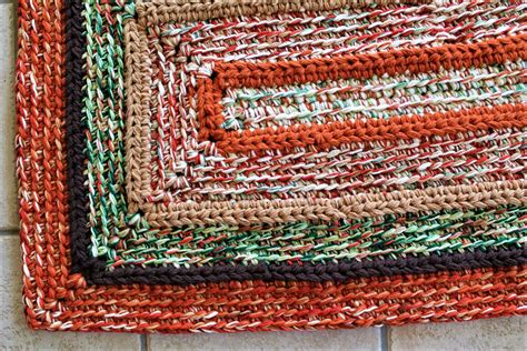 Rectangle Rag Rug Style Modern Crochet Throw Rug Fall Decor | Etsy