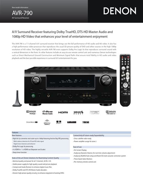 Denon Avr790-Brochure | PDF | Hdmi | Video