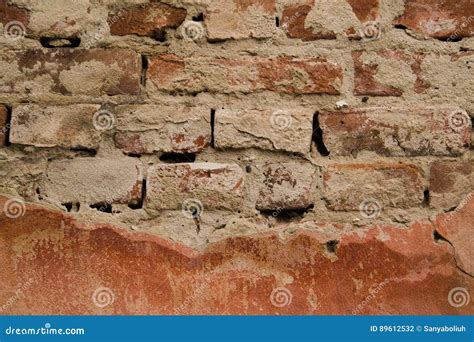 Old damaged brick wall stock photo. Image of grungy, backdrop - 89612532
