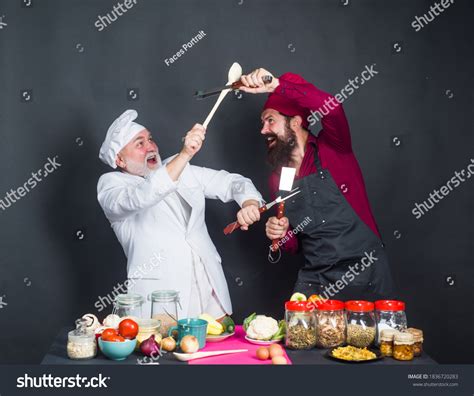 Kitchen Fight Two Chefs On Kitchen Stock Photo 1836720283 | Shutterstock