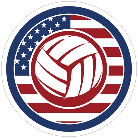 Red White and Blue Volleyball Circle Sticker